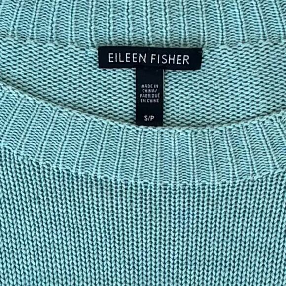 Eileen Fisher Tencel Knit Crewneck Sweater Lightweight Green Womens Size Small - Picture 4 of 8